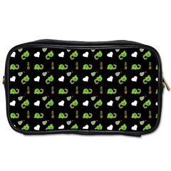 Green Elephant Pattern Toiletries Bag (two Sides) by snowwhitegirl