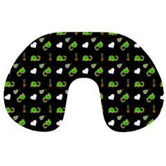 Green Elephant Pattern Travel Neck Pillow by snowwhitegirl