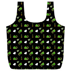 Green Elephant Pattern Full Print Recycle Bag (xl) by snowwhitegirl