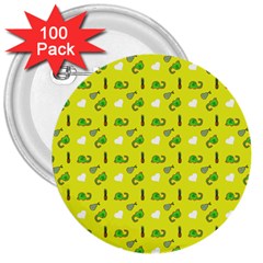 Green Elephant Pattern Yellow 3  Buttons (100 Pack)  by snowwhitegirl