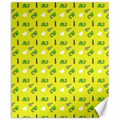 Green Elephant Pattern Yellow Canvas 8  X 10  by snowwhitegirl