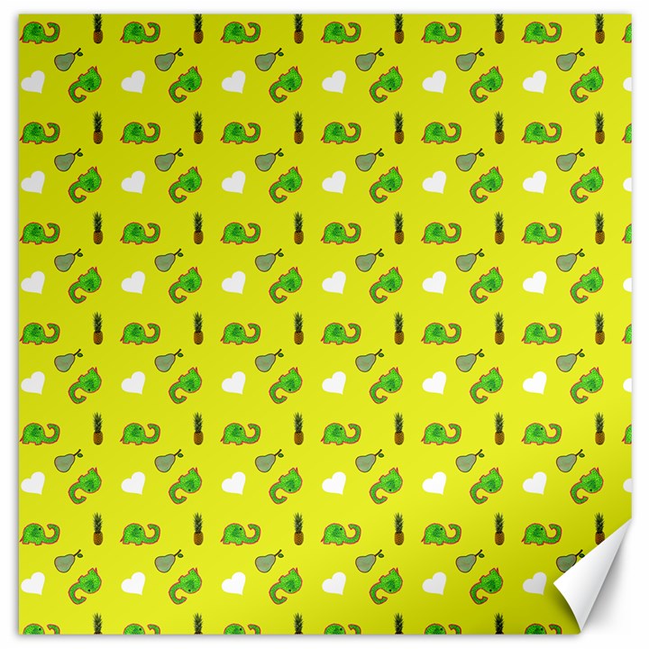 Green Elephant Pattern Yellow Canvas 16  x 16 