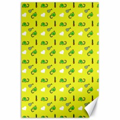 Green Elephant Pattern Yellow Canvas 24  X 36  by snowwhitegirl