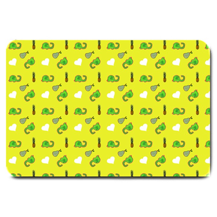 Green Elephant Pattern Yellow Large Doormat 