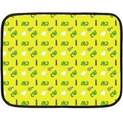 Green Elephant Pattern Yellow Fleece Blanket (mini) by snowwhitegirl