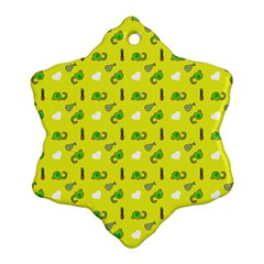 Green Elephant Pattern Yellow Ornament (snowflake) by snowwhitegirl