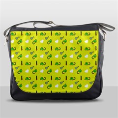 Green Elephant Pattern Yellow Messenger Bag by snowwhitegirl