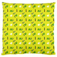 Green Elephant Pattern Yellow Large Cushion Case (one Side) by snowwhitegirl