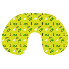 Green Elephant Pattern Yellow Travel Neck Pillow by snowwhitegirl