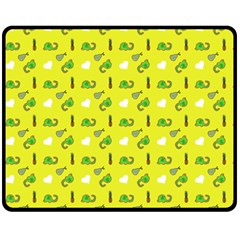 Green Elephant Pattern Yellow Double Sided Fleece Blanket (medium)  by snowwhitegirl