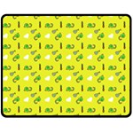 Green Elephant Pattern Yellow Double Sided Fleece Blanket (Medium)  58.8 x47.4  Blanket Front