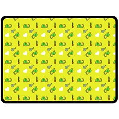 Green Elephant Pattern Yellow Double Sided Fleece Blanket (large)  by snowwhitegirl