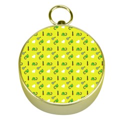 Green Elephant Pattern Yellow Gold Compasses by snowwhitegirl