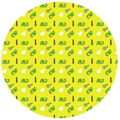 Green Elephant Pattern Yellow Wooden Bottle Opener (round) by snowwhitegirl