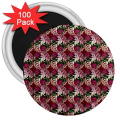 Doily Rose Pattern Red 3  Magnets (100 Pack) by snowwhitegirl