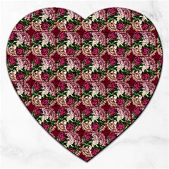 Doily Rose Pattern Red Jigsaw Puzzle (heart) by snowwhitegirl