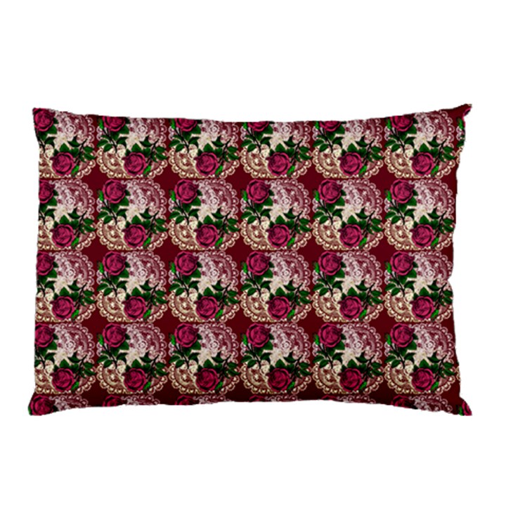 Doily Rose Pattern Red Pillow Case