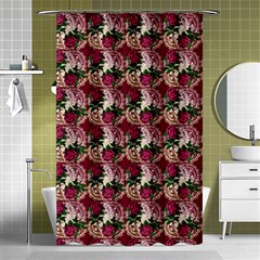 Doily Rose Pattern Red Shower Curtain 48  X 72  (small)  by snowwhitegirl