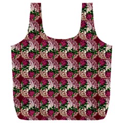 Doily Rose Pattern Red Full Print Recycle Bag (xxl) by snowwhitegirl