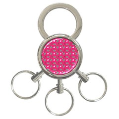 Green Elephant Pattern Hot Pink 3-ring Key Chain by snowwhitegirl