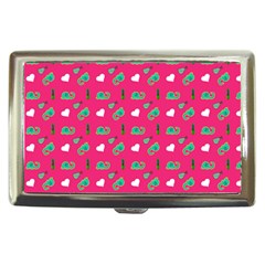 Green Elephant Pattern Hot Pink Cigarette Money Case by snowwhitegirl