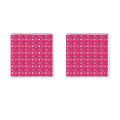 Green Elephant Pattern Hot Pink Cufflinks (square) by snowwhitegirl