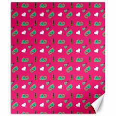 Green Elephant Pattern Hot Pink Canvas 8  X 10  by snowwhitegirl