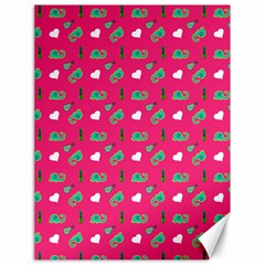 Green Elephant Pattern Hot Pink Canvas 18  X 24  by snowwhitegirl