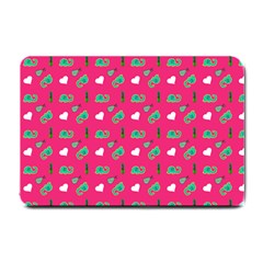 Green Elephant Pattern Hot Pink Small Doormat  by snowwhitegirl