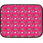 Green Elephant Pattern Hot Pink Fleece Blanket (Mini) 35 x27  Blanket