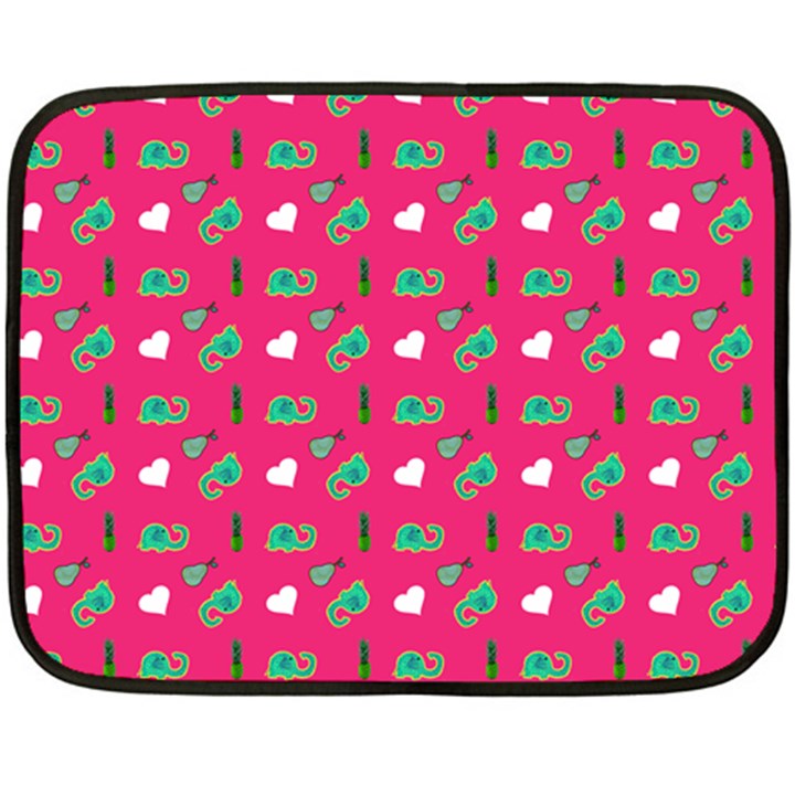 Green Elephant Pattern Hot Pink Fleece Blanket (Mini)