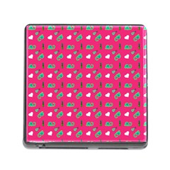 Green Elephant Pattern Hot Pink Memory Card Reader (square 5 Slot) by snowwhitegirl