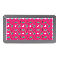 Green Elephant Pattern Hot Pink Memory Card Reader (mini) by snowwhitegirl