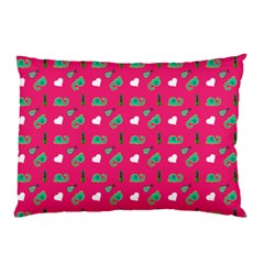 Green Elephant Pattern Hot Pink Pillow Case (two Sides) by snowwhitegirl