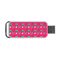 Green Elephant Pattern Hot Pink Portable Usb Flash (one Side) by snowwhitegirl