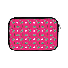 Green Elephant Pattern Hot Pink Apple Ipad Mini Zipper Cases by snowwhitegirl