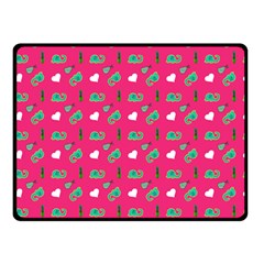 Green Elephant Pattern Hot Pink Double Sided Fleece Blanket (small)  by snowwhitegirl