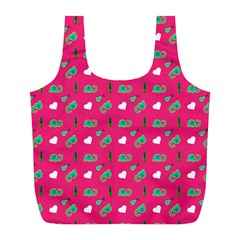 Green Elephant Pattern Hot Pink Full Print Recycle Bag (l) by snowwhitegirl