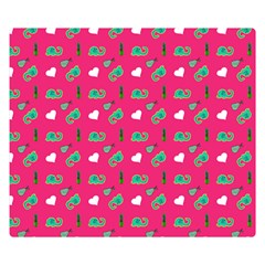 Green Elephant Pattern Hot Pink Double Sided Flano Blanket (small)  by snowwhitegirl