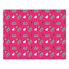 Green Elephant Pattern Hot Pink Double Sided Flano Blanket (large)  by snowwhitegirl