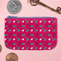 Green Elephant Pattern Hot Pink Large Coin Purse by snowwhitegirl