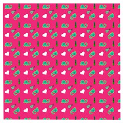 Green Elephant Pattern Hot Pink Wooden Puzzle Square by snowwhitegirl