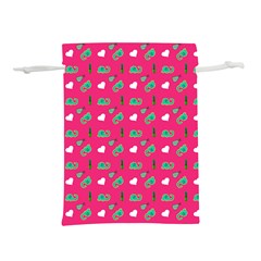 Green Elephant Pattern Hot Pink Lightweight Drawstring Pouch (l) by snowwhitegirl