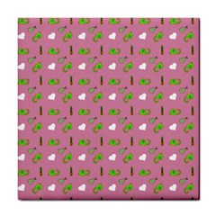 Green Elephant Pattern Mauve Tile Coaster by snowwhitegirl