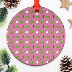 Green Elephant Pattern Mauve Ornament (round) by snowwhitegirl