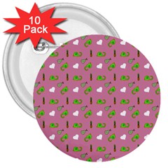 Green Elephant Pattern Mauve 3  Buttons (10 Pack)  by snowwhitegirl