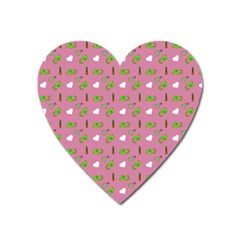 Green Elephant Pattern Mauve Heart Magnet by snowwhitegirl