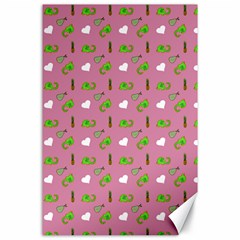 Green Elephant Pattern Mauve Canvas 24  X 36  by snowwhitegirl