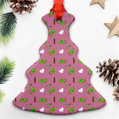 Green Elephant Pattern Mauve Christmas Tree Ornament (two Sides) by snowwhitegirl