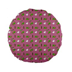 Green Elephant Pattern Mauve Standard 15  Premium Flano Round Cushions by snowwhitegirl